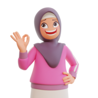 3d render cute muslim woman sporty png