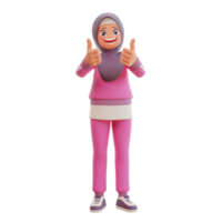 3d render cute muslim woman sporty png