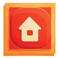 Home button interface icon, cartoon style vector