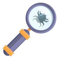 Detect malware bug icon, cartoon style vector