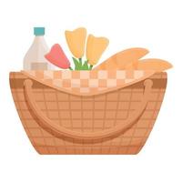Lunch basket icon, cartoon and flat style vector