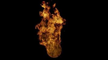 Fire ball with free space for text. Fireball on a black background, close-up. Background Fire Visual Effect. video