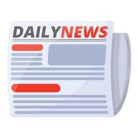 Daily newspaper icon, cartoon style vector