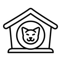 perro, cachorro, casa, icono, contorno, estilo vector