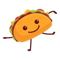 Dancing taco icon, cartoon style vector