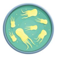 Petri dish magnification icon, cartoon style vector