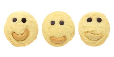 Set of Smiling cookies isolated on white photo