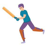 Cricket bat run icon, cartoon style vector