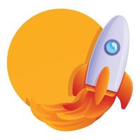 Internet speed rocket icon, cartoon style vector