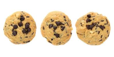 Set of Chocolate chips cookies isolated on white photo