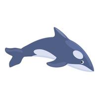 Danger killer whale icon, cartoon style vector