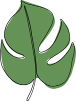 simplicity monstera leaf freehand continuous line drawing png