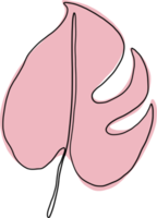 semplicità Monstera foglia a mano libera continuo linea disegno png