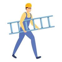 Icono de escalera de toma de constructor, estilo de dibujos animados vector