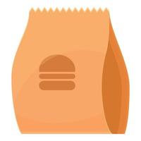 icono de bolsa de hamburguesas para llevar, estilo de dibujos animados vector