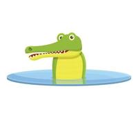 Crocodile lake bath icon, cartoon style vector