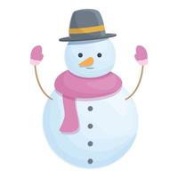 vector de dibujos animados de icono de muñeco de nieve de sombrero de copa. nieve navidad