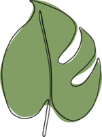 einfachheit monstera blatt freihand kontinuierliche linienzeichnung png