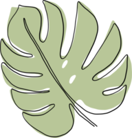 simplicity monstera leaf freehand continuous line drawing png