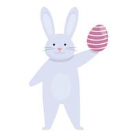 Easter bunny with egg icon cartoon vector. Cute rabbit vector