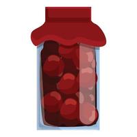 Canned cherries icon, cartoon style vector