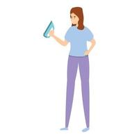 Woman ironing icon cartoon vector. Mom housework vector