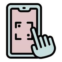 Touch phone scanner icon outline vector. Payment screen vector