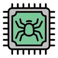 Processor bug icon outline vector. Virus fraud vector