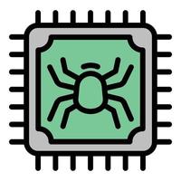 Processor bug icon outline vector. Virus fraud vector