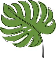 simplicity monstera leaf freehand continuous line drawing png