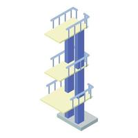 Tower diving board icon, isometric style vector