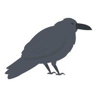 vector de dibujos animados de icono de pájaro cuervo. muerte de vuelo