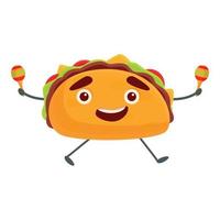 Tacos with maracas icon, cartoon style vector