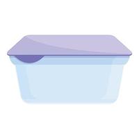 icono de caja de plástico lácteo, estilo de dibujos animados vector