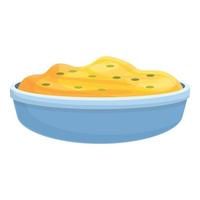 Bowl mashed potatoes icon, cartoon style vector