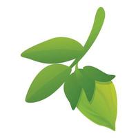 icono de bio jojoba verde, estilo de dibujos animados vector