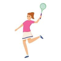 Playing tennis icon, cartoon style vector