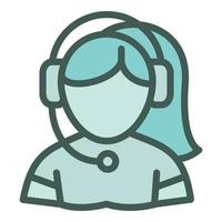 Female operator icon outline vector. Call center vector