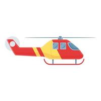 icono de helicóptero de rescate hospitalario, estilo de dibujos animados vector