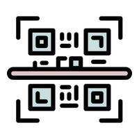 vector de contorno de icono de escaneo qr en línea. codigo movil