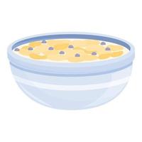 Oat cereal breakfast icon cartoon vector. Milk bowl vector