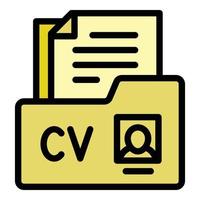 Cv folder icon outline vector. Search candidate vector