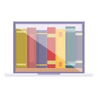 Online book stack icon cartoon vector. Digital library vector