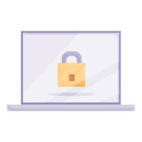 Laptop privacy icon cartoon vector. Data secure vector