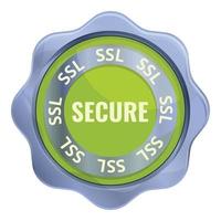 icono de certificado SSL seguro, estilo de dibujos animados vector