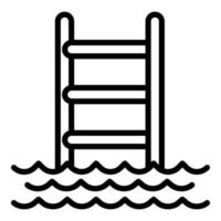 icono de piscina de agua de escalera, estilo de esquema vector