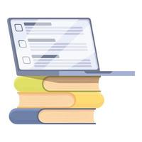 Book stack online exam icon cartoon vector. Computer test vector