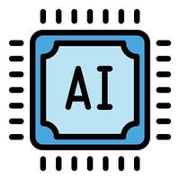 Ai processor icon outline vector. Artificial brain vector
