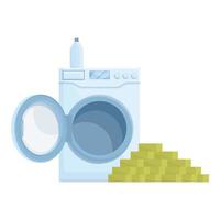 Home wash anti-money laundry icon, cartoon style vector