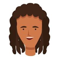 vector de dibujos animados de icono de cabello africano. hombre rasta